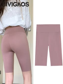 BIVIGAOS Summer Solid Color Sharkskin Cycling Shorts Women Casual Slim Short Leggings Thin High Waist Sport Fitness Biker Shorts