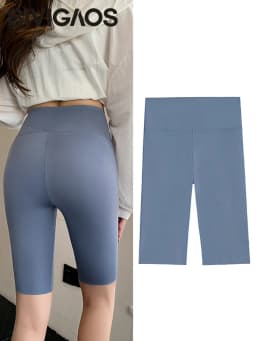 BIVIGAOS Summer Solid Color Sharkskin Cycling Shorts Women Casual Slim Short Leggings Thin High Waist Sport Fitness Biker Shorts