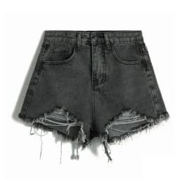 Summer Korean Women's Cowboy Shorts High Waist Casual Blue Denim Shorts Pocket Tassel Perforated Fashion Shorts Y2K Female Jeans