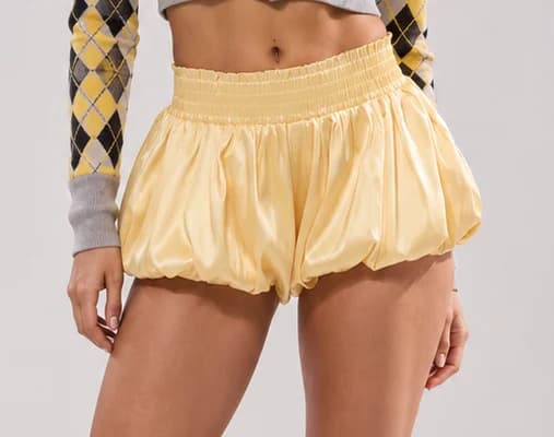 Women's Bubble Shorts Elastic Waist Solid Color Stylish Balloon Shorts Bottoms Y2K Fairy Sweet Pettipant