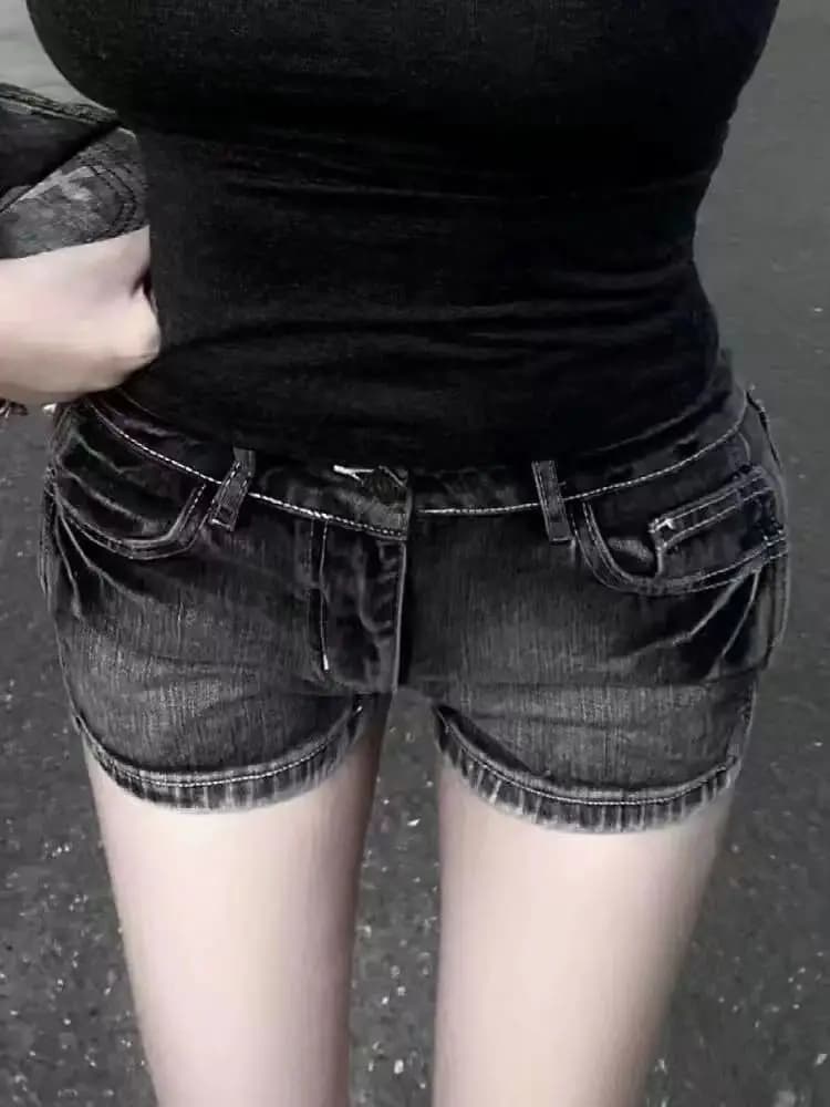 Shorts Women Bodycon American Retro High Street Sexy Summer Vintage Denim Casual Aesthetic Y2k Club Punk Style Harajuku Simple