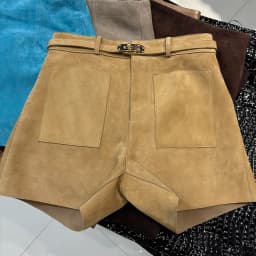 YOLOAgain Suede Shorts Women Real Leather Shorts With Belt 2026 Spring New