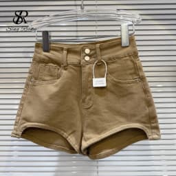 SINGREINY Summer Streetwear Denim Shorts Hot Girl Button Design Solid Basics Designer Inspired Irregular Sexy Retro Mini Shorts