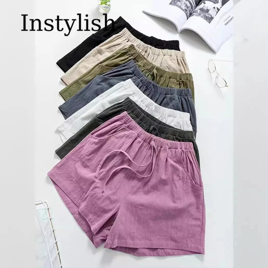 Women's Thin Cotton and Linen Shorts New Summer High Waist Casual Sports Shorts Women Solid Color Pocket Loose Beach Hot Shorts