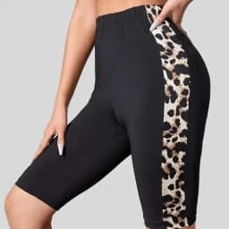 Women's Sexy Black Leopard Print Shorts With Leggings For Outdoor Sports Comfort And High Elasticity