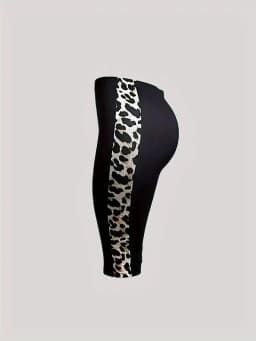 Women's Sexy Black Leopard Print Shorts With Leggings For Outdoor Sports Comfort And High Elasticity