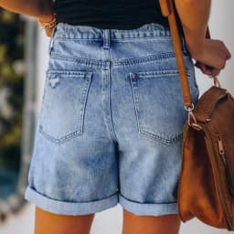 Short Jeans Women Vintage Hole Shorts Washed Distressed Pockets High Waist Streetwear 2025 Female Summer Denims Straight Pants