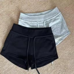 Sporty Grey Low-Waist Straight Leg Short Pants for Women Summer Casual Trousers Drawstring Hot Girl Style Cotton Blend