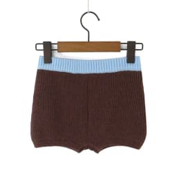 YENKYE Women Contrast Color Elastic High Waist Knit Shorts t Casual Short Pants Lady Bottoms