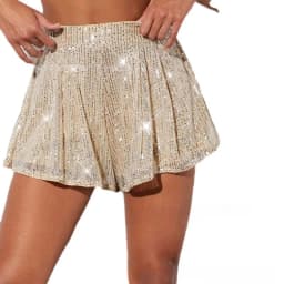 2026 New Women's Shiny Bead Sequined Shorts Skirts Feminino