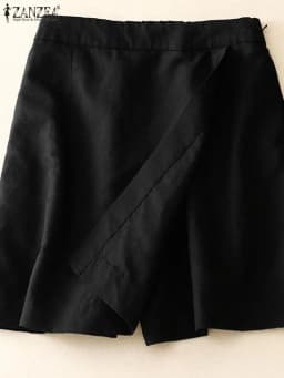 ZANZEA Women Summer Sports Shorts Korean Fashion Culottes 2024 Solid Casual Culotte Pant Elastic High Waist Shorts Streetwear