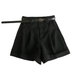 Korean Minimalist Versatile High Waisted Slim Casual Shorts Summer Fashion Solid Color Loose A-line Wide Leg Short With Belt