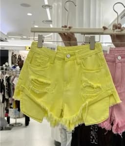 Blue Denim Shorts Women New Hole Burr A Wide-leg Hot Pants Y2k Shorts Jeans Feminino