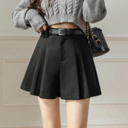 2025 Fashion Woolen Winter Skirts Shorts Woman Streetwear High Waist Pleated Y2K Shorts Women Ruffles Culottes Short Pants Femme