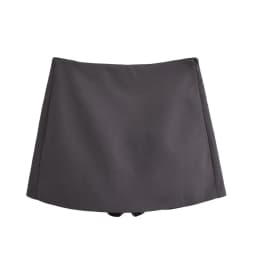 BSAY Shorts for Women Fashion Autumn Winter New Comfortable Casual Solid Color Side Zip Middle-waisted A-line Culotte Skirt Pant