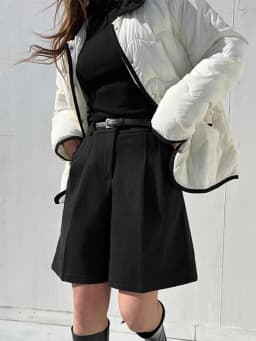 Chic Women Thicken Warm Loose Pockets Faux Woolen Straight Shorts 2024 Autumn Winter High Waist Ladies Wide Leg Shorts WH2