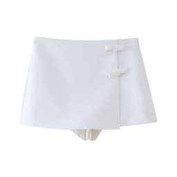 DUOPERI Women Fashion Solid Mini Skorts High Waist with Bowknot Female Chic Lady Casual Skirt Shorts Culottes