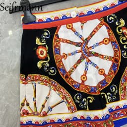 Seifrmann Casual simple printed cotton shorts high waist versatile shorts 2026 autumn fashion women's new style