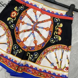 Seifrmann Casual simple printed cotton shorts high waist versatile shorts 2026 autumn fashion women's new style