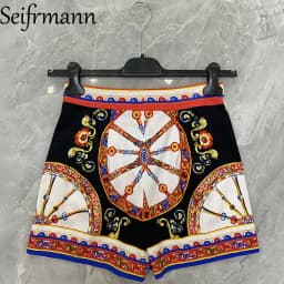 Seifrmann Casual simple printed cotton shorts high waist versatile shorts 2026 autumn fashion women's new style