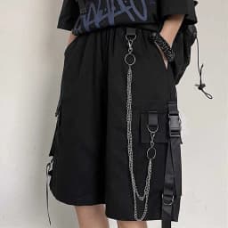 2026 Cargo Shorts Women Harajuku Hip Hop Punk Big Pocket Short with Fashion Chain High Waist Joggers Short Pants Woman