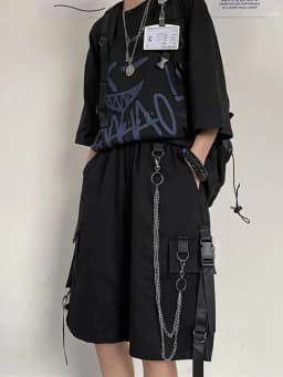2026 Cargo Shorts Women Harajuku Hip Hop Punk Big Pocket Short with Fashion Chain High Waist Joggers Short Pants Woman