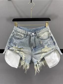 HOUZHOU Vintage Ripped Denim Shorts for Women Blue Sexy Korean Y2k Shorts Gyaru High-waisted Streetwear Short Jeans Aesthetics