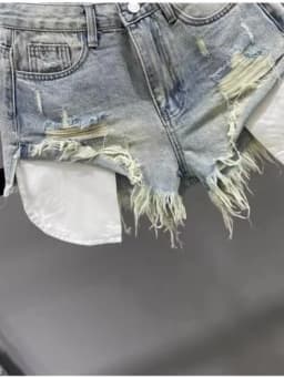 HOUZHOU Vintage Ripped Denim Shorts for Women Blue Sexy Korean Y2k Shorts Gyaru High-waisted Streetwear Short Jeans Aesthetics