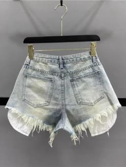 HOUZHOU Vintage Ripped Denim Shorts for Women Blue Sexy Korean Y2k Shorts Gyaru High-waisted Streetwear Short Jeans Aesthetics