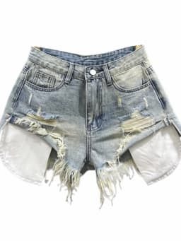 HOUZHOU Vintage Ripped Denim Shorts for Women Blue Sexy Korean Y2k Shorts Gyaru High-waisted Streetwear Short Jeans Aesthetics