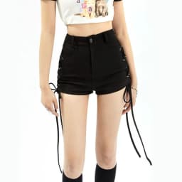 Y2k Shorts Women Bandage Sexy Streetwear Gothic Mini High Waist Lace Up Casual Tight Black Goth Club Fashion Summer Hot Pants