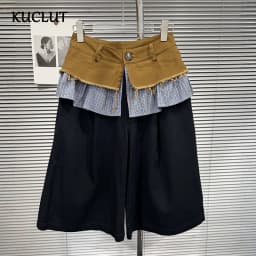 KUCLUT 2026 Autumn New Fashion Niche Design Waistband Splicing Contrast Color Shorts For Women Street Style Short Pants 1A4411