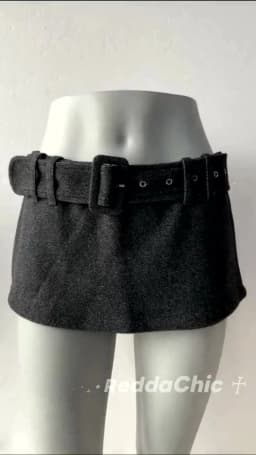 REDDACHiC Low Rise Tweed Shorts Women School Retro Gray Belt A-line Wrap Skirt Mini Skorts Grunge Cutecore Autumn Winter Bottoms