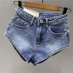 New Korean Women's Jeans Stretch Slim Cotton Denim Shorts A-line Hot Pants Women Clothing Sky Blue