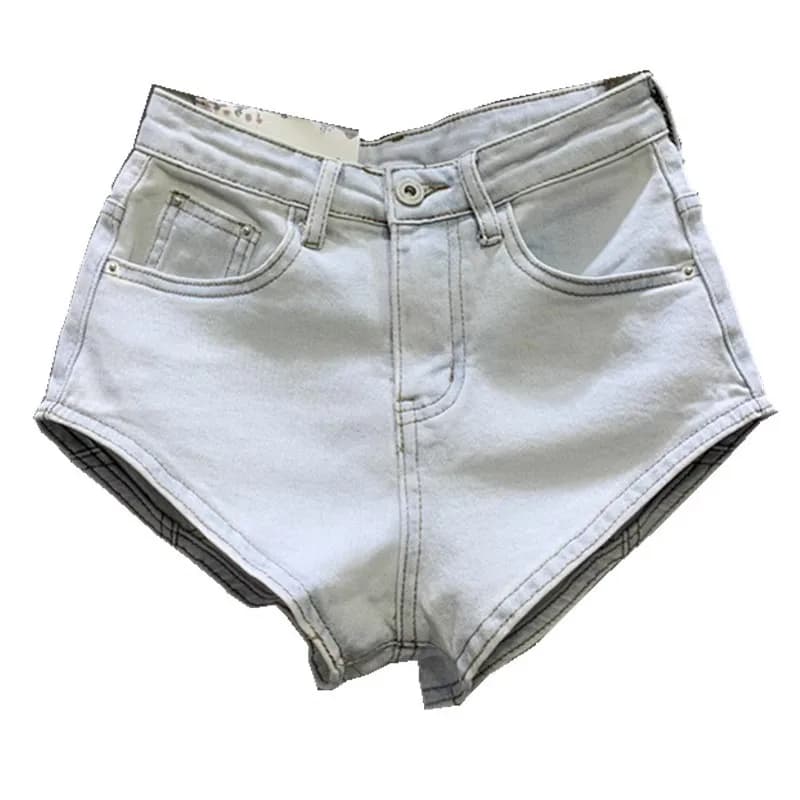 New Korean Women's Jeans Stretch Slim Cotton Denim Shorts A-line Hot Pants Women Clothing Sky Blue