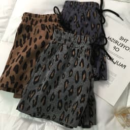 Women Leopard Sport Shorts Wide Leg Pants Mini Lenth High Drawstring Waist Slight Strech Loose Office Lady Casual 2026 Summer