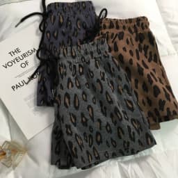Women Leopard Sport Shorts Wide Leg Pants Mini Lenth High Drawstring Waist Slight Strech Loose Office Lady Casual 2026 Summer