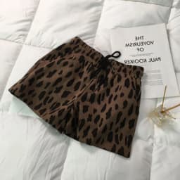 Women Leopard Sport Shorts Wide Leg Pants Mini Lenth High Drawstring Waist Slight Strech Loose Office Lady Casual 2026 Summer