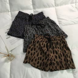 Women Leopard Sport Shorts Wide Leg Pants Mini Lenth High Drawstring Waist Slight Strech Loose Office Lady Casual 2026 Summer