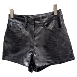 KUCLUT 2026 Autumn New Fashion Shiny Pattern PU Leather Three-Quarter Shorts For Women Solid Color Boot Pant Female Trend 1A4222