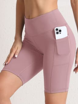 2XXL 16Colors Pockets High Waist Shorts Woman Solid Color Fitness Skinny Stretch Sport Shorts Compression Athletic Pockets Pants