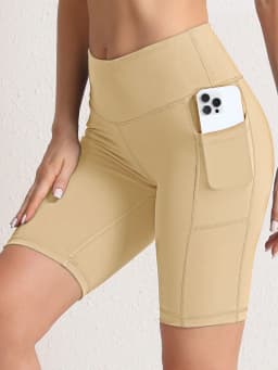 2XXL 16Colors Pockets High Waist Shorts Woman Solid Color Fitness Skinny Stretch Sport Shorts Compression Athletic Pockets Pants