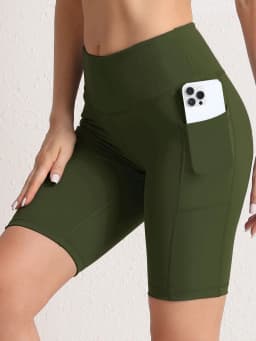 2XXL 16Colors Pockets High Waist Shorts Woman Solid Color Fitness Skinny Stretch Sport Shorts Compression Athletic Pockets Pants