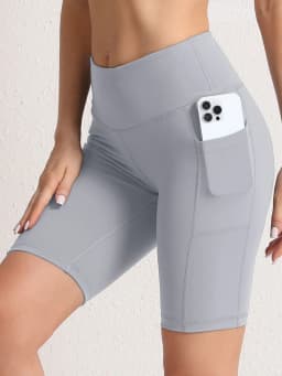 2XXL 16Colors Pockets High Waist Shorts Woman Solid Color Fitness Skinny Stretch Sport Shorts Compression Athletic Pockets Pants