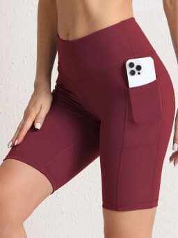 2XXL 16Colors Pockets High Waist Shorts Woman Solid Color Fitness Skinny Stretch Sport Shorts Compression Athletic Pockets Pants