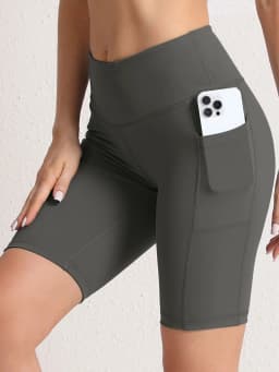 2XXL 16Colors Pockets High Waist Shorts Woman Solid Color Fitness Skinny Stretch Sport Shorts Compression Athletic Pockets Pants