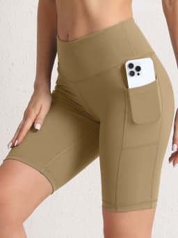 2XXL 16Colors Pockets High Waist Shorts Woman Solid Color Fitness Skinny Stretch Sport Shorts Compression Athletic Pockets Pants
