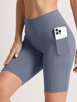 2XXL 16Colors Pockets High Waist Shorts Woman Solid Color Fitness Skinny Stretch Sport Shorts Compression Athletic Pockets Pants