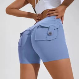 Women Sport With Pocket Buttocks Fitness Workout High Waist Tights Leggings Quick Dry Cycling Shorts Gym Running Clothing🩳👍️