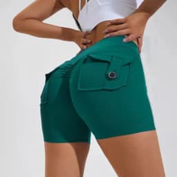 Women Sport With Pocket Buttocks Fitness Workout High Waist Tights Leggings Quick Dry Cycling Shorts Gym Running Clothing🩳👍️